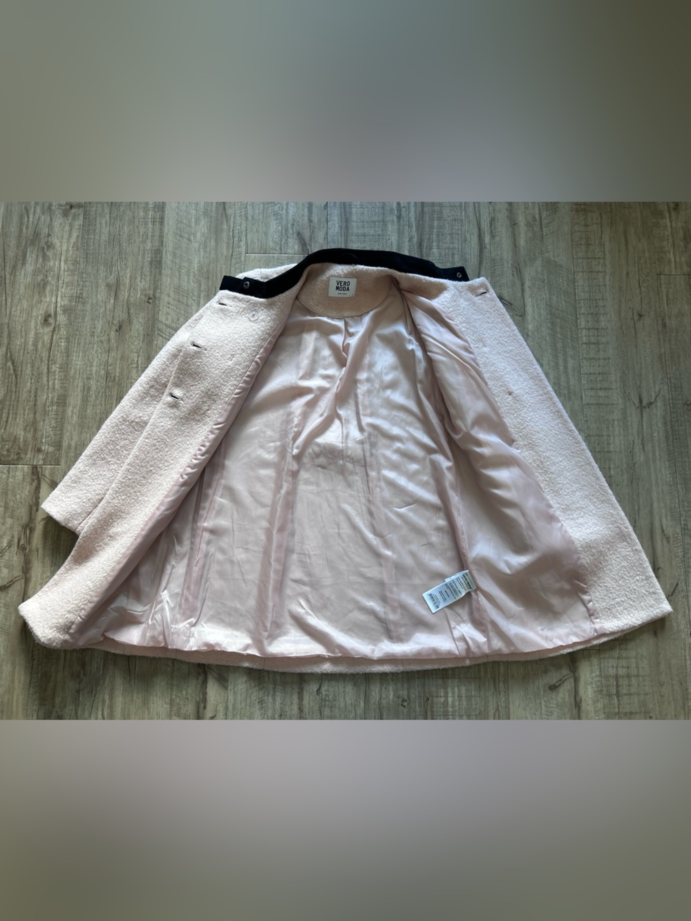 Wool Blend pale pink Coat Black bow Collar feminine girly classy fall fancy - Picture 4 of 13